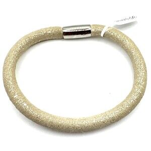 Brighton Woodstock Sparkle Gold Beige Add Charms Leather Bracelet 8 Inches NWT